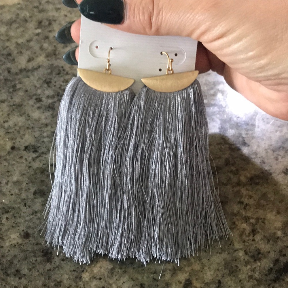 Grey tassel earrings